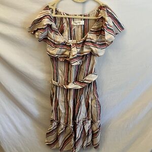 Trina Turk: “Out of Office” Multicolor Striped Vacation Dress- Linen- S